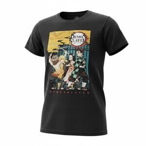 Demon Slayer Anime Graphic T Shirt Black Short Sleeve Mens Small Manga Tee